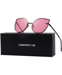 Cat Eye Women Classic Cat Eye Sunglasses Rimless Metal Frame Sun Glasses S8099 - Rose Red - CS186D5X09S $14.59