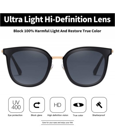 Oversized Premium Quality Classic Oversized Sunglasses for Men Women Polarized 100% UV protection - Black - CT18O47I9U6 $18.02