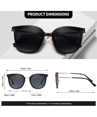 Oversized Premium Quality Classic Oversized Sunglasses for Men Women Polarized 100% UV protection - Black - CT18O47I9U6 $18.02