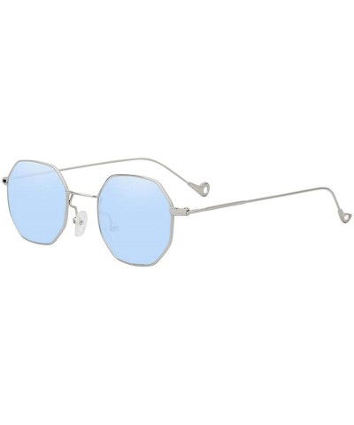 Square Multi Shades Steampunk Men Sunglasses Retro Vintage Er Women Fashion Summer Glasses UV400 - Silver W Sea Blue - CA199C...