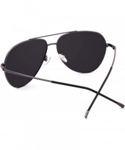 Aviator Aviator Mirror UV400 Polarized Sunglasses for Men Women with Case (model 1719) - Black - CL182M76DNU $31.44