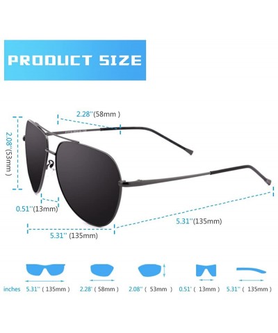 Aviator Aviator Mirror UV400 Polarized Sunglasses for Men Women with Case (model 1719) - Black - CL182M76DNU $31.44