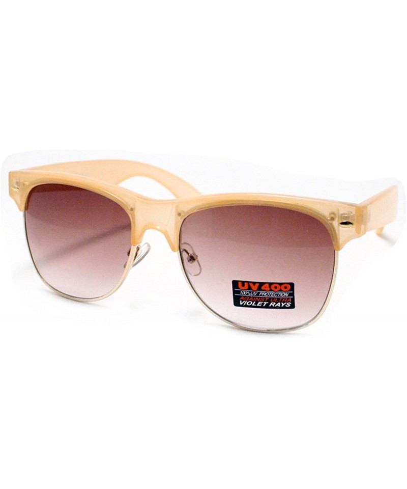 Square Flower Floral Print Sunglasses Womens Fashion Square Keyhole Frame - Peach - C71869SGKHY $10.46