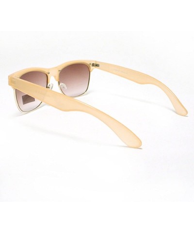 Square Flower Floral Print Sunglasses Womens Fashion Square Keyhole Frame - Peach - C71869SGKHY $10.46