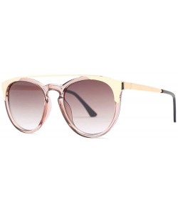 Oval New fashion luxury metal frame trend brand designer double nose beam unisex sunglasses UV400 - Tea - CB18M974OXY $14.56