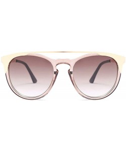Oval New fashion luxury metal frame trend brand designer double nose beam unisex sunglasses UV400 - Tea - CB18M974OXY $14.56