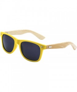 Wayfarer Men's Bamboo Wood Arms Classic Sunglasses - Yellow - CA124UPCHIZ $11.51