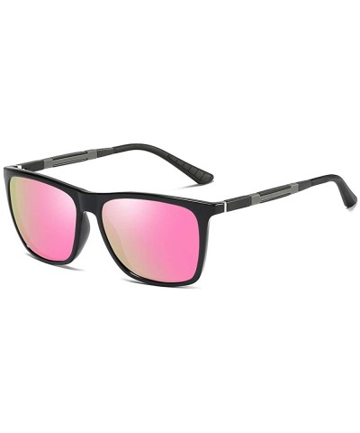 Square Unisex Square Polarized Sunglasses Stylish Aluminum Driving Sun Glasses - Pink - C018Y0XW0U6 $17.33