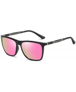 Square Unisex Square Polarized Sunglasses Stylish Aluminum Driving Sun Glasses - Pink - C018Y0XW0U6 $17.33