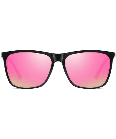 Square Unisex Square Polarized Sunglasses Stylish Aluminum Driving Sun Glasses - Pink - C018Y0XW0U6 $17.33