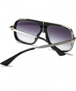 Square Pilot Sunglasses Mens Square Frame Sunglasses Bold Pilot Sports Eyewear - Silver Frame and Gradient Gray Lens - CW18E6...
