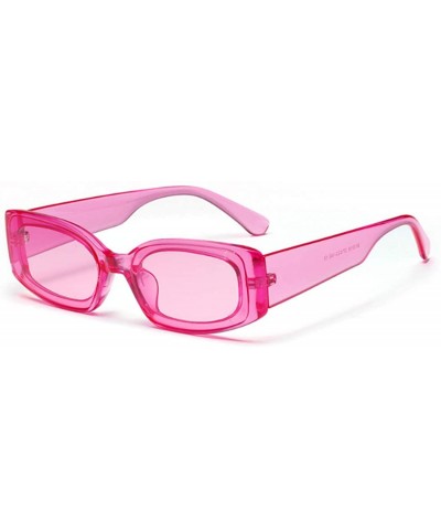 Oversized Men's and Women's Retro Square Resin lens Candy Colors Sunglasses UV400 - Red - CT18N7DN9KE $10.34