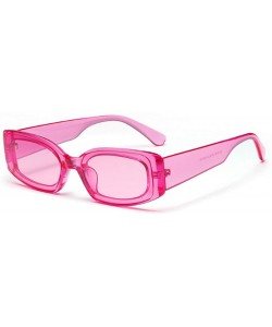 Oversized Men's and Women's Retro Square Resin lens Candy Colors Sunglasses UV400 - Red - CT18N7DN9KE $10.34