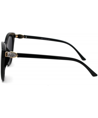 Cat Eye Womens Mod Elegant Rhinestone Nugget Sparkle Hinge Cat Eye Sunglasses - All Black - CQ18WGM5RYQ $10.80