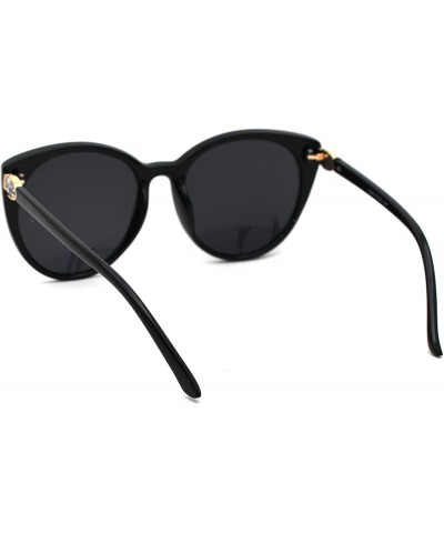 Cat Eye Womens Mod Elegant Rhinestone Nugget Sparkle Hinge Cat Eye Sunglasses - All Black - CQ18WGM5RYQ $10.80