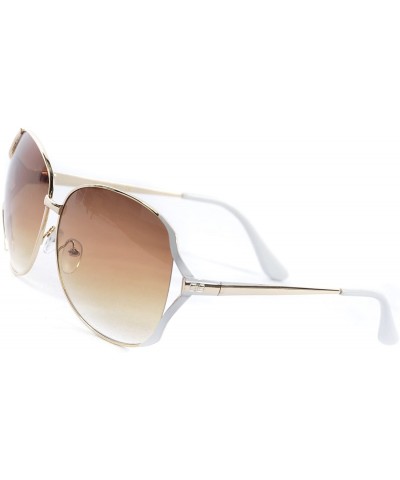 Oval Women's Gradient Oversize 65 mm Sunglasses - White/Gold - CP11XRDXK65 $9.86