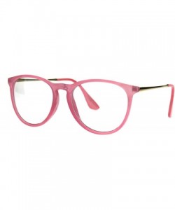 Rectangular Keyhole Round Horned Plastic Geek Hipster Clear Lens Eye Glasses - Pink - CH185UWQ203 $21.98