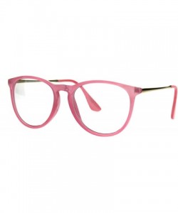 Rectangular Keyhole Round Horned Plastic Geek Hipster Clear Lens Eye Glasses - Pink - CH185UWQ203 $9.00