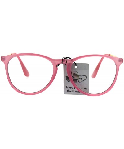 Rectangular Keyhole Round Horned Plastic Geek Hipster Clear Lens Eye Glasses - Pink - CH185UWQ203 $9.00