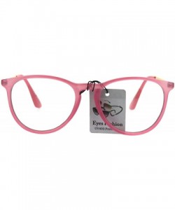 Rectangular Keyhole Round Horned Plastic Geek Hipster Clear Lens Eye Glasses - Pink - CH185UWQ203 $20.39