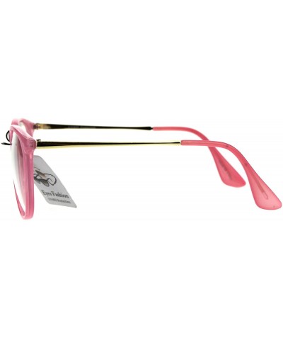 Rectangular Keyhole Round Horned Plastic Geek Hipster Clear Lens Eye Glasses - Pink - CH185UWQ203 $9.00