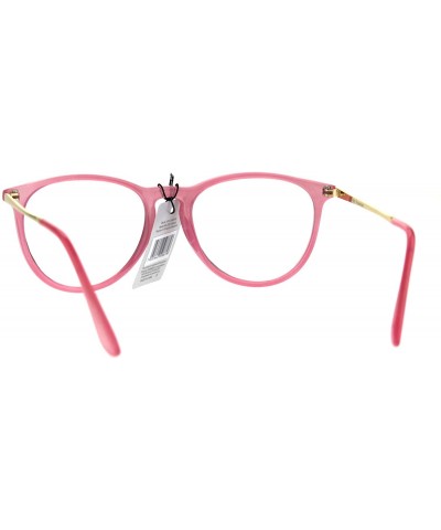 Rectangular Keyhole Round Horned Plastic Geek Hipster Clear Lens Eye Glasses - Pink - CH185UWQ203 $9.00