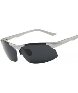 Aviator Men's Polarized Sport UV-resistant Sunglasses Half frame Eye wear - Silver/Full Grey - CX12DTFG3CN $12.05