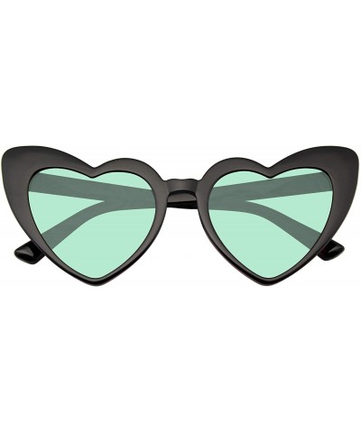 Oversized Cat Eye Heart Shape Sunglasses Retro Festival Color Tinted Black Sunglasses for Women - Green - CU190DMU5EK $9.69