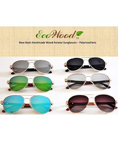 Sport Wood Aviators Sunglasses Polarized Lens Handmade with Bamboo Case - Black Bamboo - CK18EDHMARR $32.12