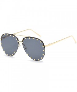 Rimless Male and female half frame fashion sunglasses retro rivet sunglasses - Gray - CG18EX7OT84 $8.69