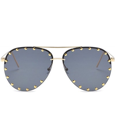 Rimless Male and female half frame fashion sunglasses retro rivet sunglasses - Gray - CG18EX7OT84 $8.69