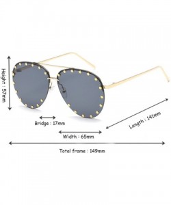 Rimless Male and female half frame fashion sunglasses retro rivet sunglasses - Gray - CG18EX7OT84 $8.69