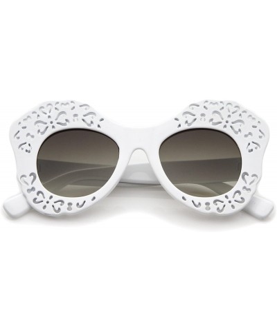 Butterfly Women's Laser Cutout Frame Colored Mirror Lens Oversize Butterfly Sunglasses 49mm - White / Lavender - CM12LBRSVZ3 ...
