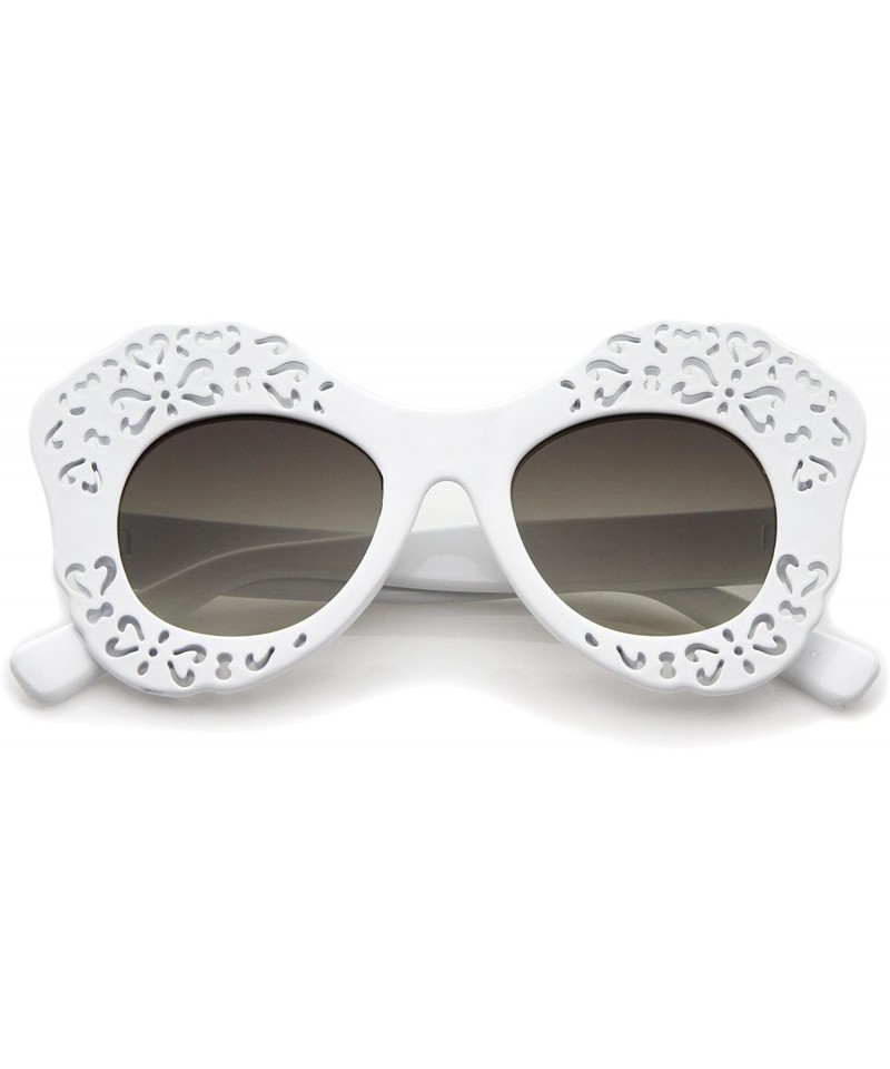 Butterfly Women's Laser Cutout Frame Colored Mirror Lens Oversize Butterfly Sunglasses 49mm - White / Lavender - CM12LBRSVZ3 ...