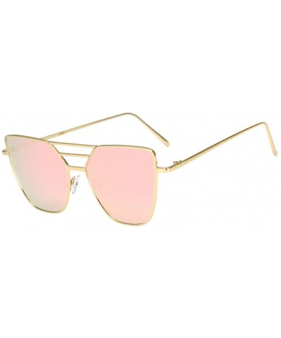 Aviator Fashion Mens Women Vintage Irregular Glasses Aviator Mirror Sunglasses - Pink - CE18C5E6GRC $18.54