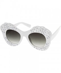 Butterfly Women's Laser Cutout Frame Colored Mirror Lens Oversize Butterfly Sunglasses 49mm - White / Lavender - CM12LBRSVZ3 ...