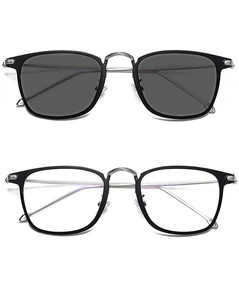 Square Myopia Glasses -1.0 to -4.0 Lens Metal Full frame Photochromic Sunglasses Men Retro discoloration Nearsighted - CR18Z5...