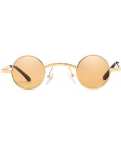 Round Unisex Sunglasses Retro Gold Grey Drive Holiday Round Non-Polarized UV400 - Gold Brown - CY18R5TEMES $11.90