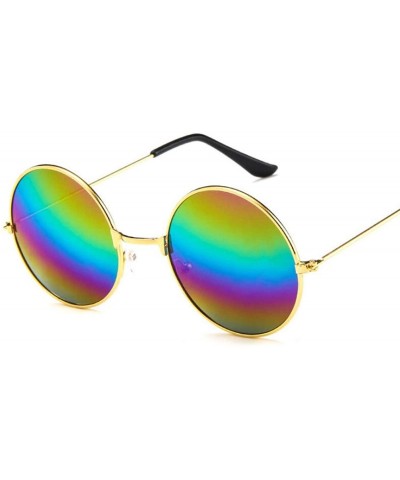 Round Round Glasses Men Women Steampunk Sunglasses Vintage Sunglasse Brand Designer 2020 New Mirror UV400 - Silver Red - CW19...