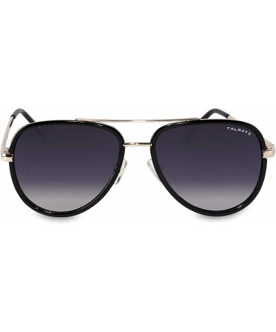 Aviator Compass - Classic and Chic Aviator Sunglasses - Black Inner Rim/Smoked Gradient Lens - CG198KIYS7A $58.14