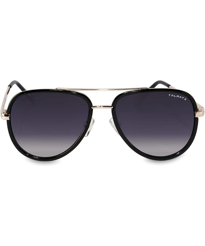 Aviator Compass - Classic and Chic Aviator Sunglasses - Black Inner Rim/Smoked Gradient Lens - CG198KIYS7A $58.14