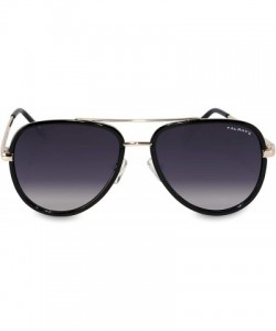 Aviator Compass - Classic and Chic Aviator Sunglasses - Black Inner Rim/Smoked Gradient Lens - CG198KIYS7A $58.14