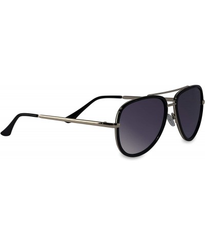 Aviator Compass - Classic and Chic Aviator Sunglasses - Black Inner Rim/Smoked Gradient Lens - CG198KIYS7A $58.14