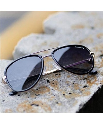 Aviator Compass - Classic and Chic Aviator Sunglasses - Black Inner Rim/Smoked Gradient Lens - CG198KIYS7A $58.14