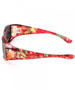 Butterfly Floral Womens Polarized Fit Over Glasses Sunglasses Rhinestone Rectangular Frame 60mm - Red - C218HRIM3ED $13.93