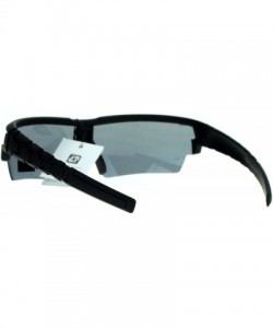 Rimless Robotic Futuristic Square Rectangular Sport Half Rim Matte Sunglasses - Black - CG11ZANXXON $11.27