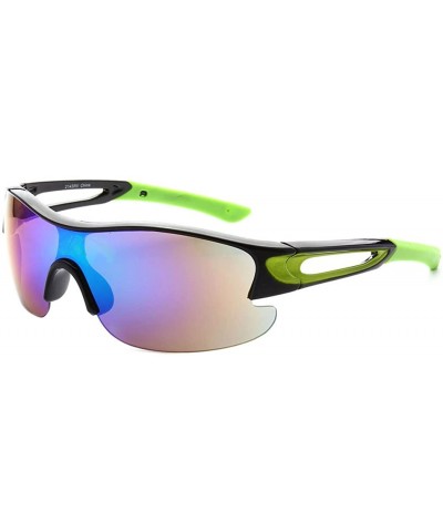 Sport Half Framed Outdoors Sports Sunglasses UV400 - Black Green Blue Green - CQ12KW9B7N9 $7.20