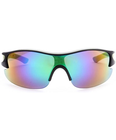 Sport Half Framed Outdoors Sports Sunglasses UV400 - Black Green Blue Green - CQ12KW9B7N9 $7.20