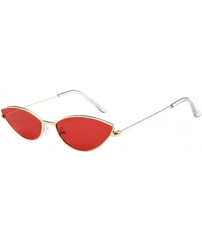 Cat Eye Women's Fashion Retro Cat Eye Small Oval Shades Frame UV Protection Polarized Sunglasses - Red - CR18DZMCUNQ $22.66