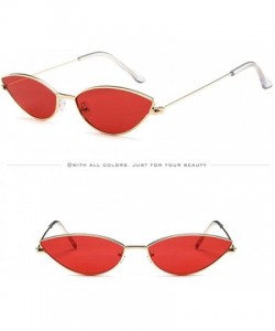 Cat Eye Women's Fashion Retro Cat Eye Small Oval Shades Frame UV Protection Polarized Sunglasses - Red - CR18DZMCUNQ $9.86